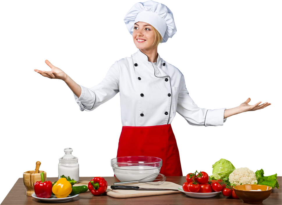 Female Chef Cooking Isolated